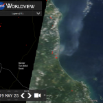 The condition of hotspots and smoke haze in the Pahang-Malaysia is visible on satellite sourced from https://worldview.earthdata.nasa.gov/