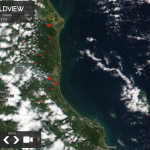 The condition of hotspots and smoke haze in the Pahang-Malaysia is visible on satellite sourced from https://worldview.earthdata.nasa.gov/